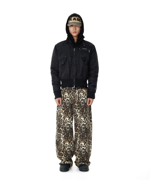Leopard Pattern Cotton Pants (Brown)