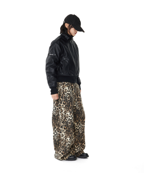 Leopard Pattern Cotton Pants (Brown)