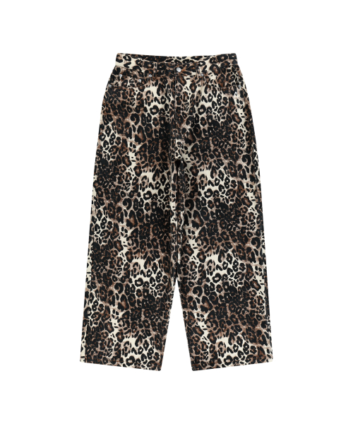 Leopard Pattern Cotton Pants (Brown)