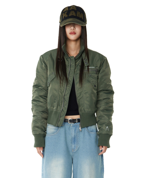 High-Neck MA-1 Jacket (Khaki)