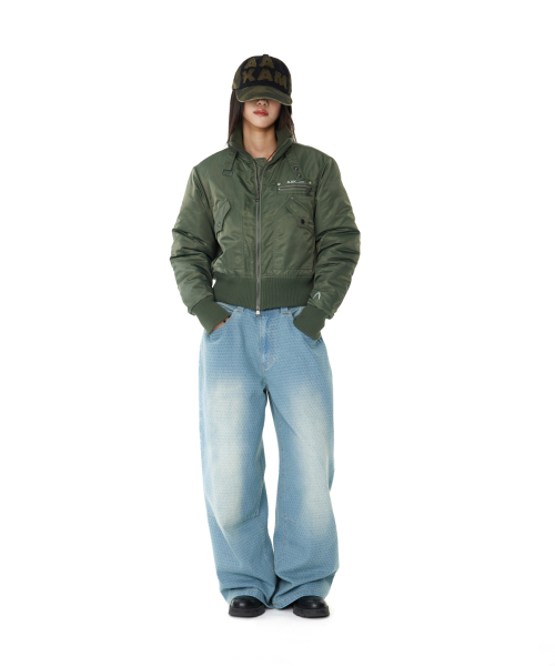 High-Neck MA-1 Jacket (Khaki)