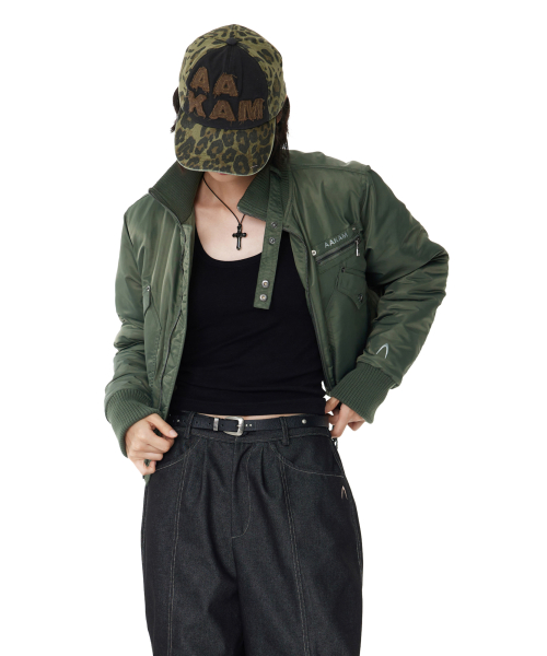 High-Neck MA-1 Jacket (Khaki)