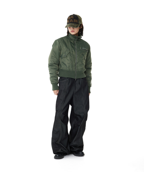 High-Neck MA-1 Jacket (Khaki)
