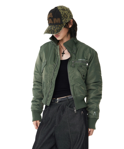 High-Neck MA-1 Jacket (Khaki)