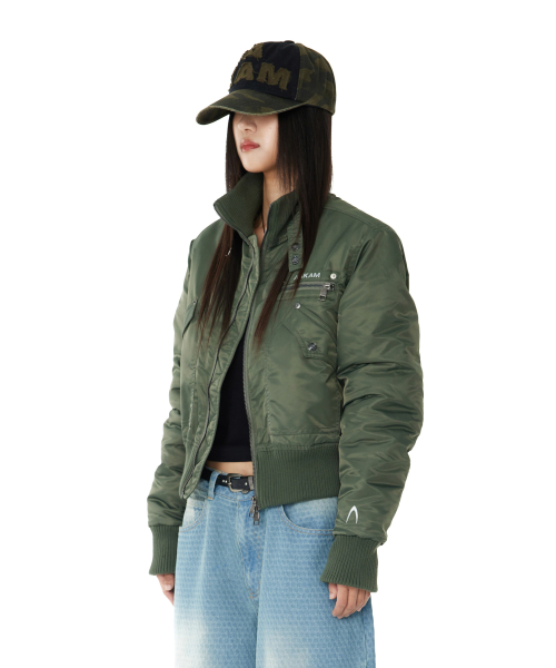 High-Neck MA-1 Jacket (Khaki)