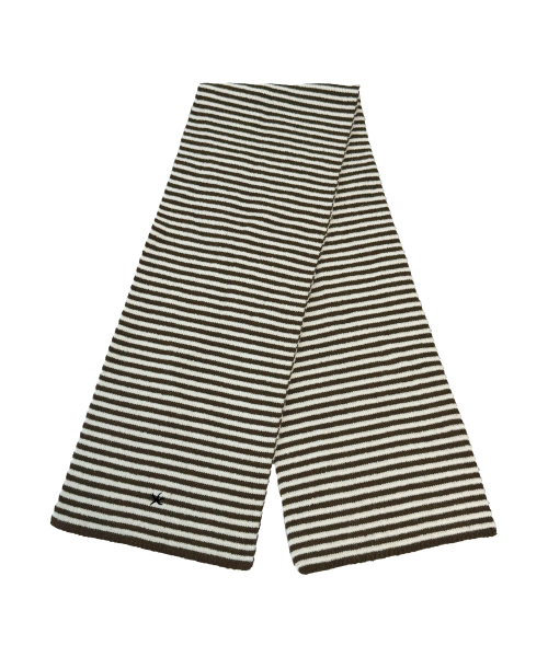TCM mini logo stripe muffler (brown/cream)