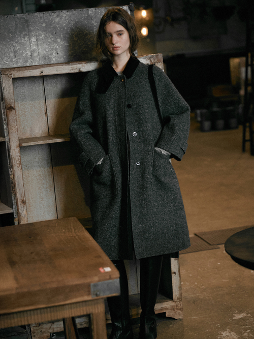 GRACIELA premium wool handmade coat_CHARCOAL