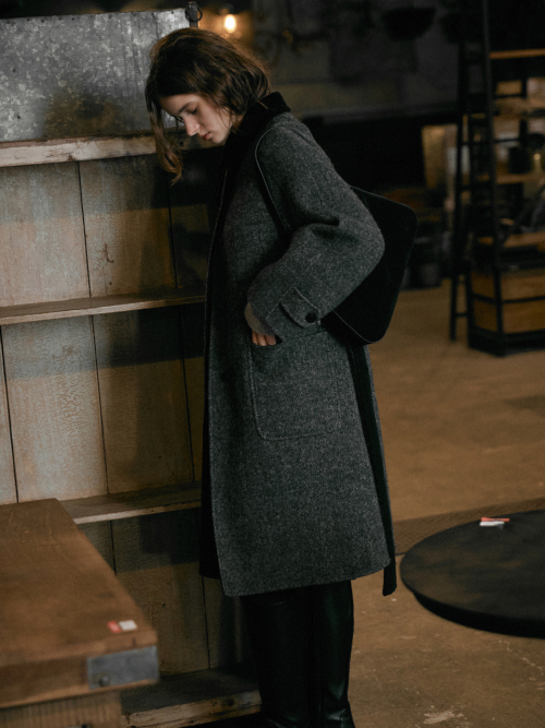 GRACIELA premium wool handmade coat_CHARCOAL