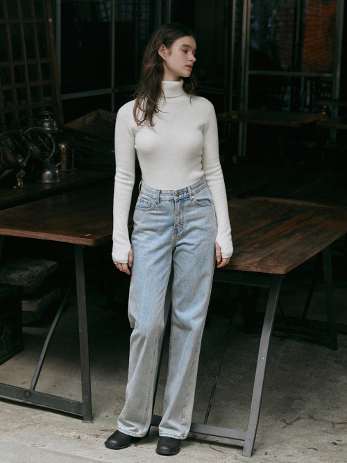 KINSLEY wide washing denim pants_LIGHT BLUE