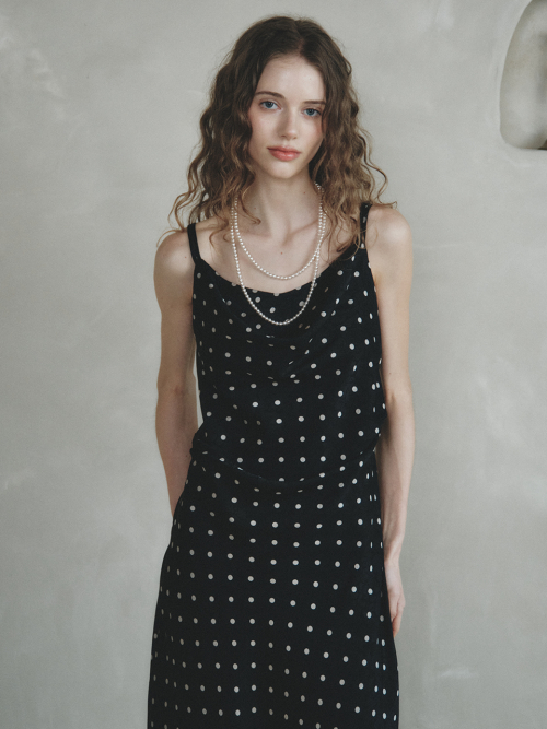 LABETTI dot long sleeveless dress_BLACK