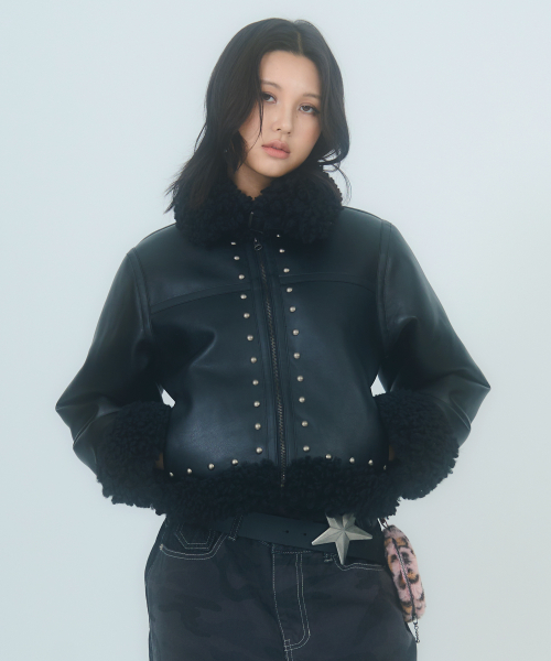 레오파드 퍼 파우치 [핑크]
