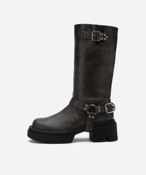 Round Toe Rider Buckle Boots 412446014 (6cm/3 colors)