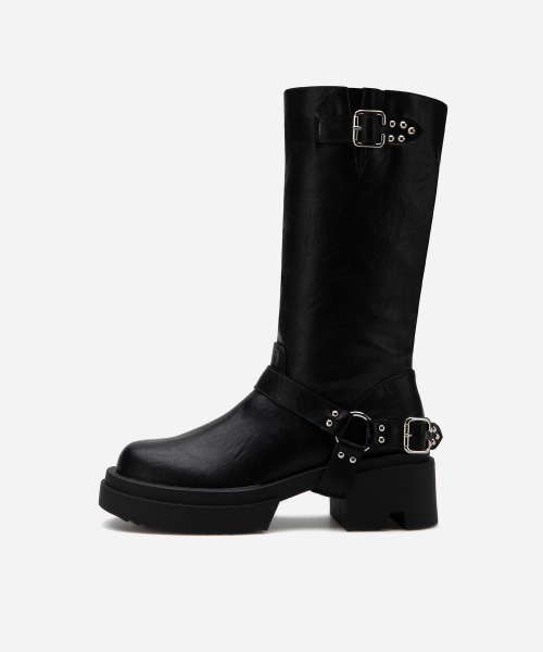 Round Toe Rider Buckle Boots 412446014 (6cm/3 colors)