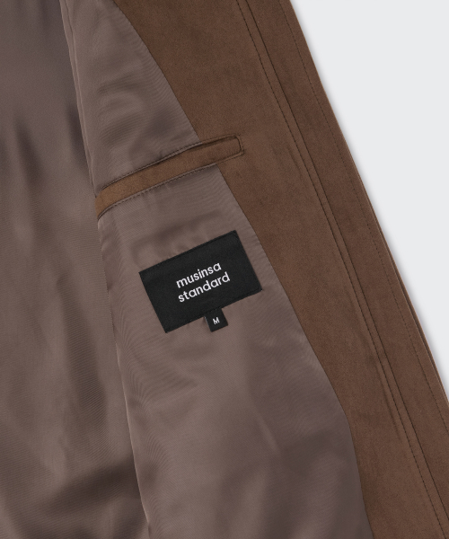 WOMENS SYNSETIC SUEDE BLOUSON JACKET [BROWN]