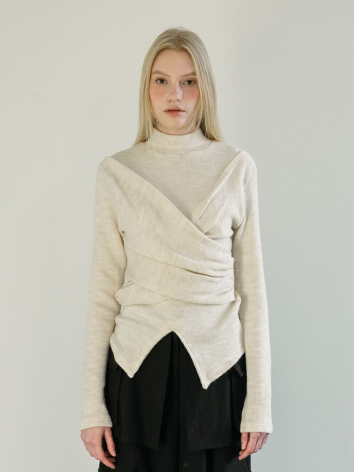 LAYERED WRAP T-SHIRT / IVORY