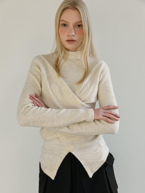 LAYERED WRAP T-SHIRT / IVORY