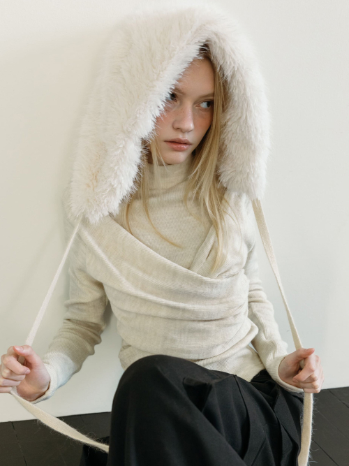 LAYERED WRAP T-SHIRT / IVORY