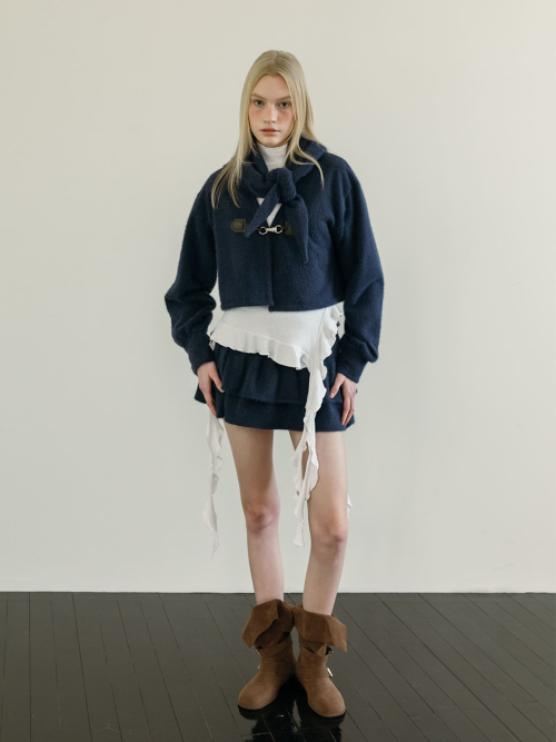 SNOWFLAKE TIERED SKIRT PANTS / NAVY