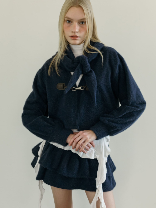 BUCKLE SNOWFLAKE CARDIGAN SET / NAVY