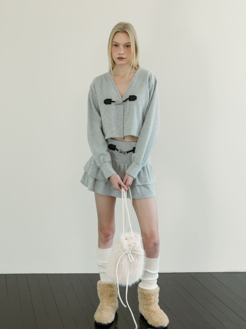 BUCKLE SNOWFLAKE CARDIGAN SET / GREY
