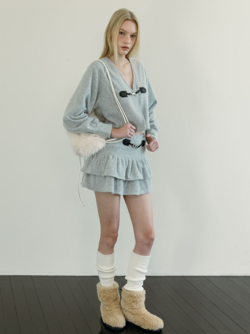 BUCKLE SNOWFLAKE CARDIGAN SET / GREY