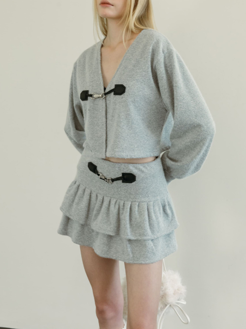 BUCKLE SNOWFLAKE CARDIGAN SET / GREY