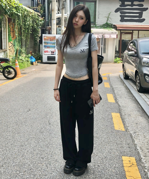 LASH METAL LOGO JOGGER SWEAT WIDE PANTS (4color)