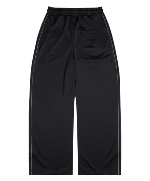 XP260 샤인 파이핑 와이드 트랙 팬츠 (BLACK)