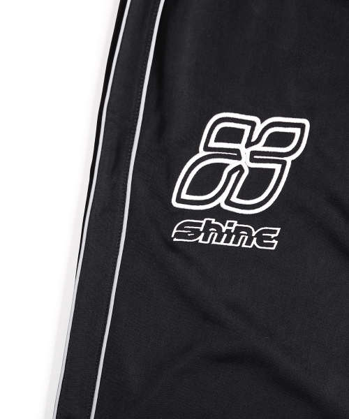 XP260 샤인 파이핑 와이드 트랙 팬츠 (BLACK)
