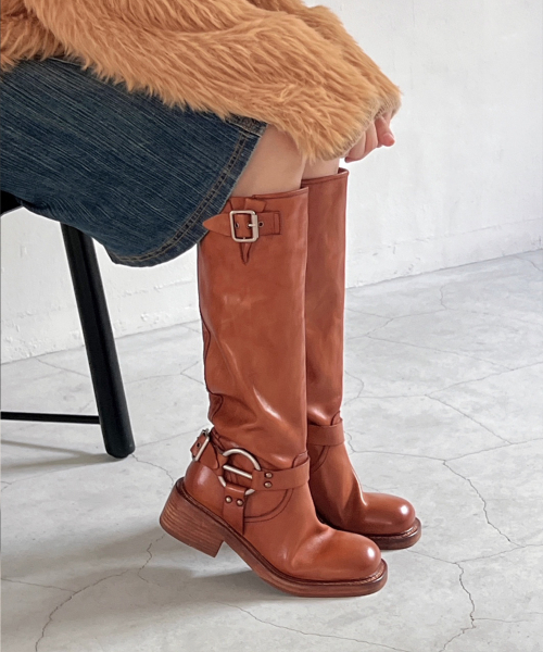 (Leather)Farroca buckle boots
