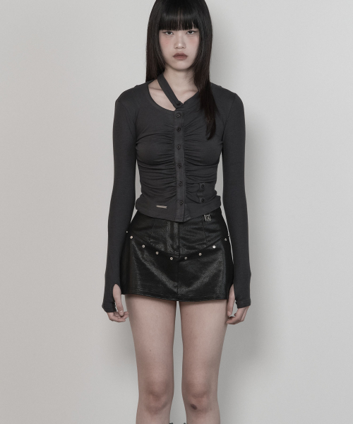 Cut-out Rib Cardigan (black)