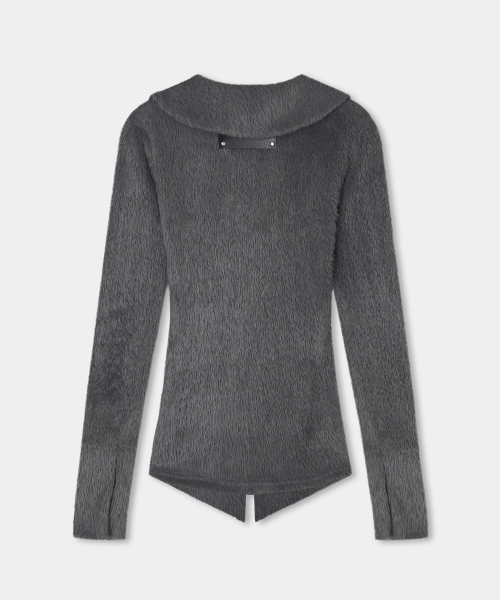 Angora Patch Set-up Cardigan (charcoal)