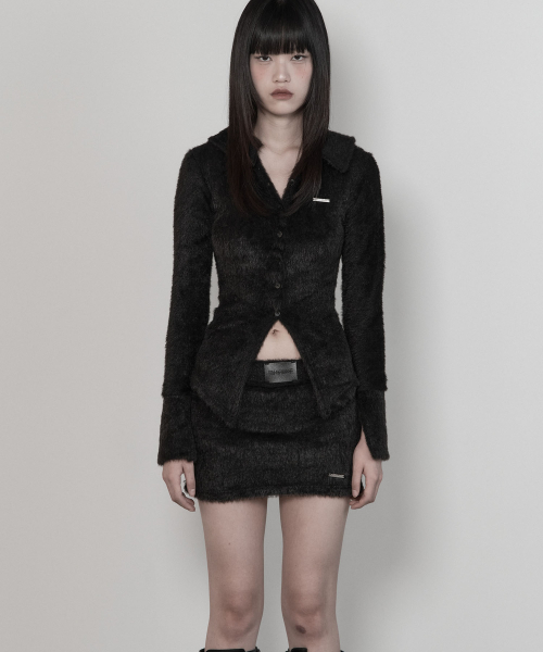 Angora Patch Set-up Shorts Skirt (black)