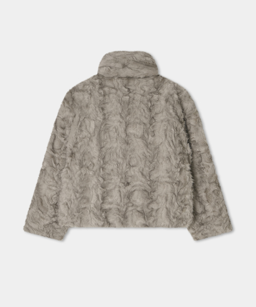 Western Belt Mix Fur Jacket (Gray)