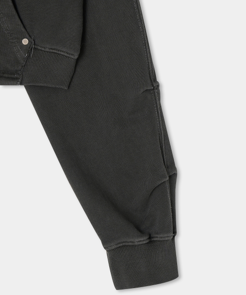 Soft Heavy Angel Washing Crop Hood Zip-up (charcoal)