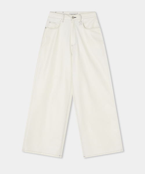 Coated Washing Angel Wide Pants (white)