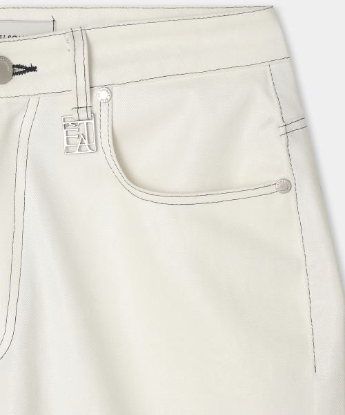 Coated Washing Angel Wide Pants (white)
