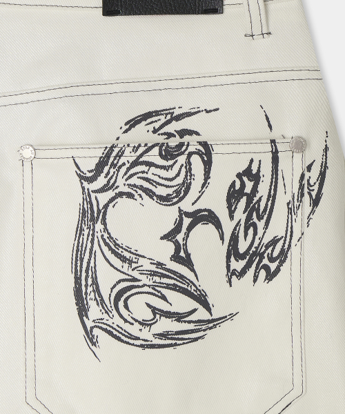 Coated Washing Angel Wide Pants (white)