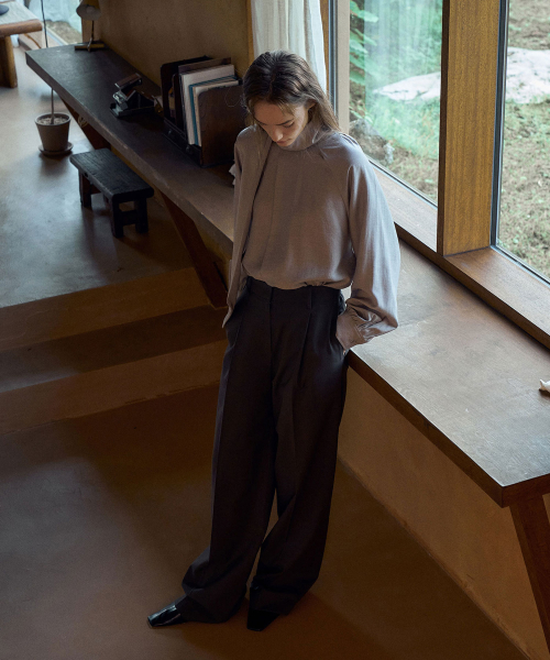 Belted One-tuck Pants[LMBDAUPT501]-Dark Brown