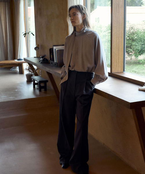 Belted One-tuck Pants[LMBDAUPT501]-Dark Brown