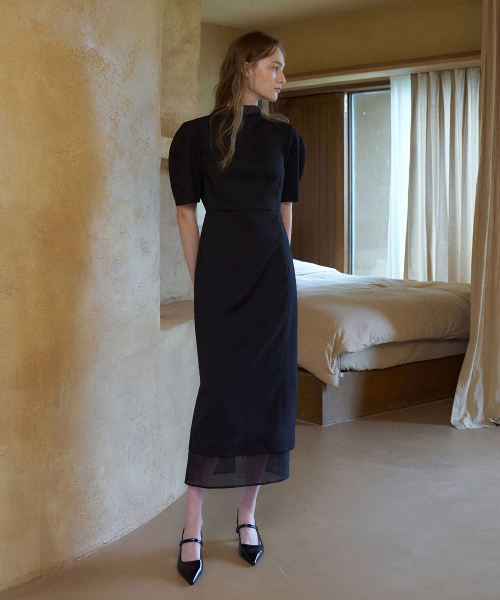 HighNeck See-through Dress[LMBDAUDR801]-Black