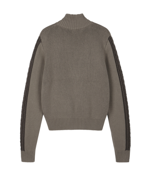 Sun Jacquard Zip-Up Sweater (Brown)