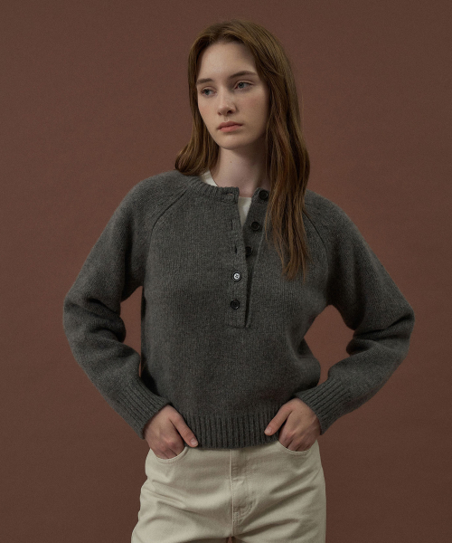 Half-Open Knit Top[LMBDWIKN263]-Dark Gray