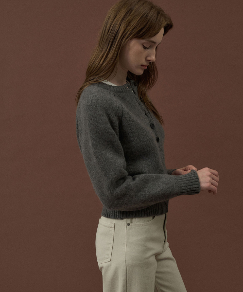 Half-Open Knit Top[LMBDWIKN263]-Dark Gray