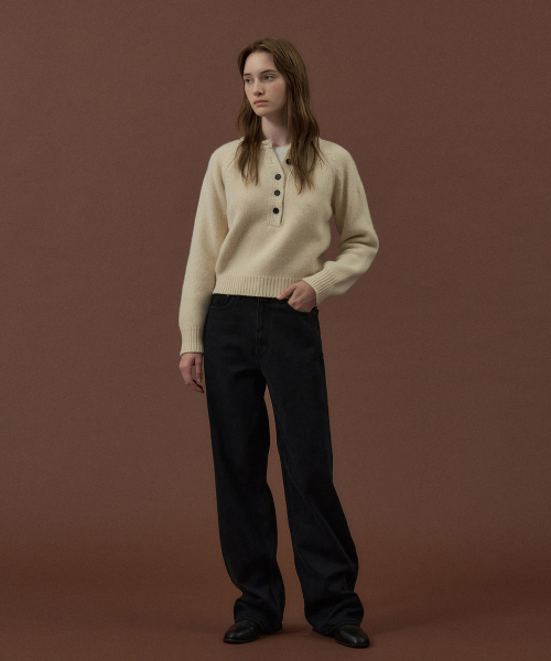 Half-Open Knit Top[LMBDWIKN263]-Cream