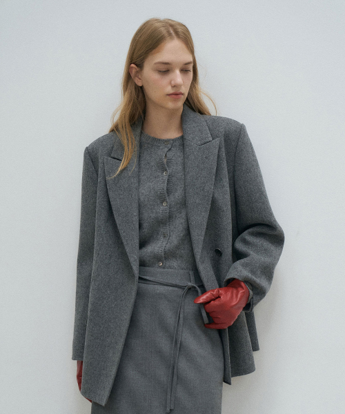 One button Handmade Jacket[LMBDWIJK102]-Gray Melange