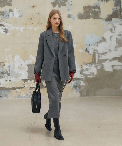 One button Handmade Jacket[LMBDWIJK102]-Gray Melange