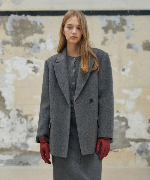 One button Handmade Jacket[LMBDWIJK102]-Gray Melange