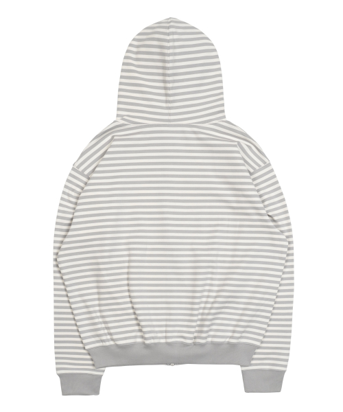 TCM stripe hooded zip-up (grey/whiteivory)