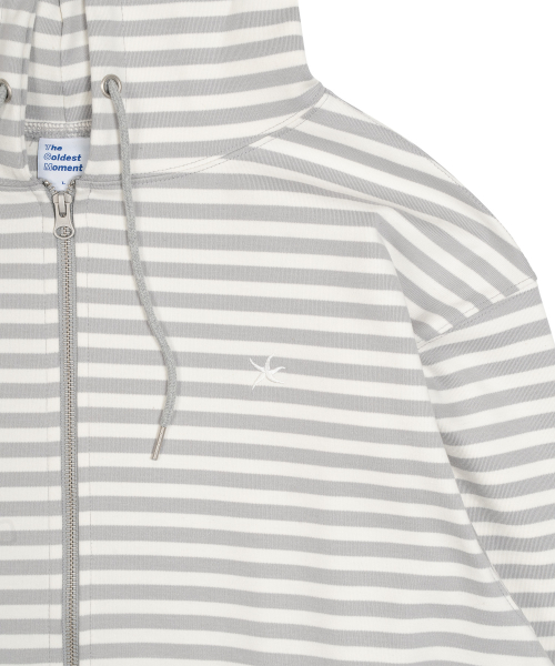 TCM stripe hooded zip-up (grey/whiteivory)